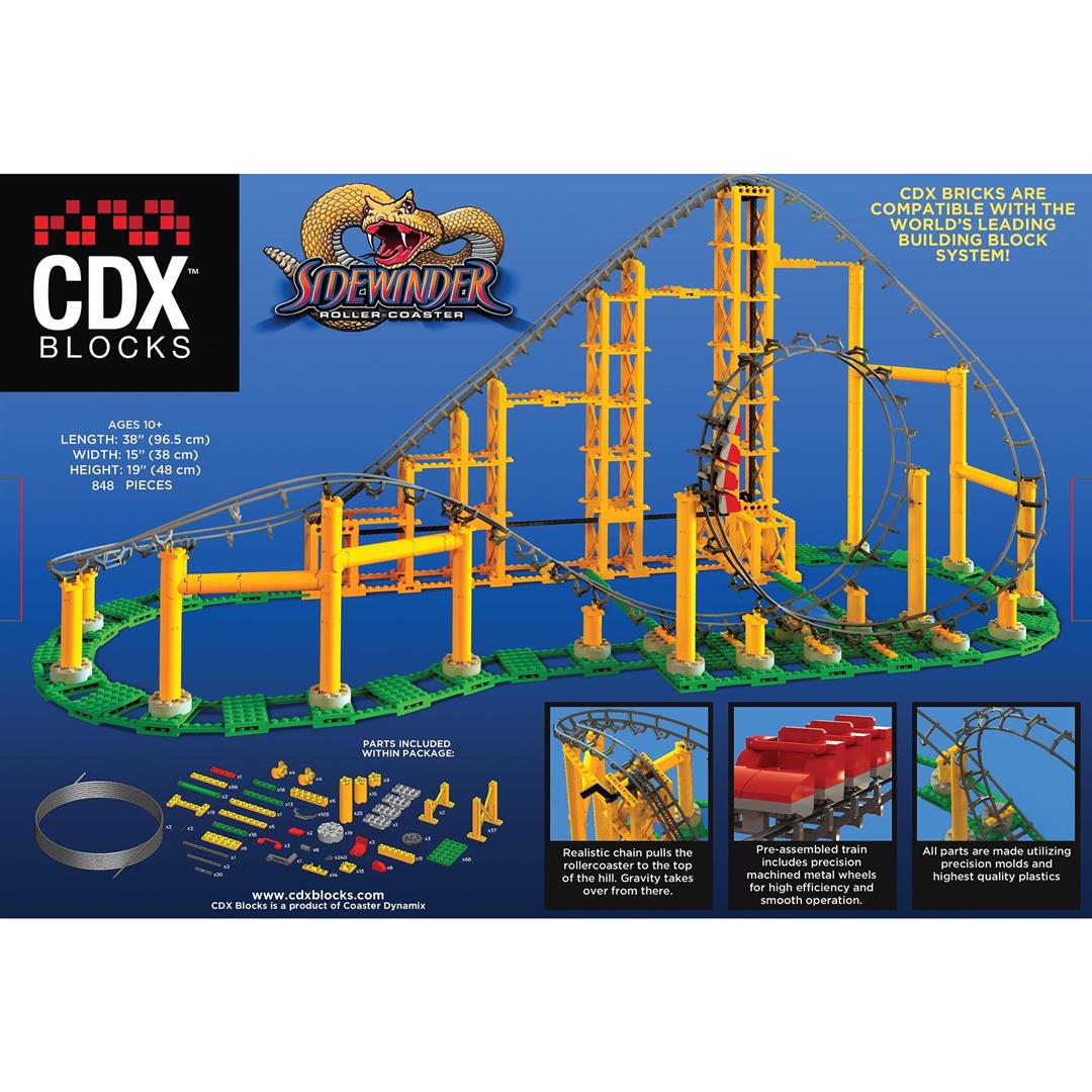 CDX Blocks: Sidewinder - 825 Pieces, Building Brick Set, Gravity Powered Looping Coaster Model, Promotes STEM Learning - Image 5