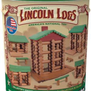 LINCOLN LOGS - Collector's Edition Village - 327 All Wood Pieces - Collectible Tin