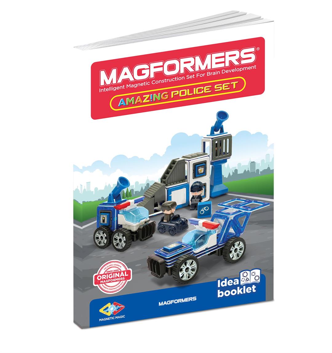 Magformers Amazing Police 50 Pieces, Wheels, Blue red colors, Magnetic Geometric tiles STEM Toy Ages 3+ - Image 5
