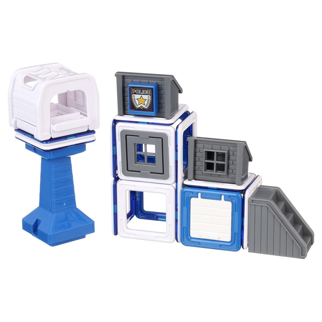 Magformers Amazing Police 50 Pieces, Wheels, Blue red colors, Magnetic Geometric tiles STEM Toy Ages 3+ - Image 8