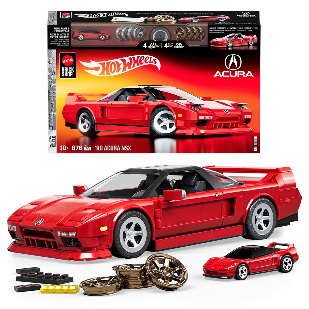 Mattel Brick Shop Hot Wheels 90 Acura NSX Building Toy (876 Pieces), for Collectors