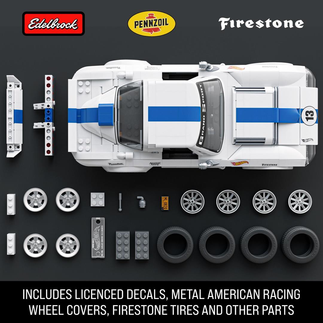 Mattel Brick Shop Hot Wheels Corvette Grand Sport Building Toy Kit (918 Pieces), for Collectors - Image 2