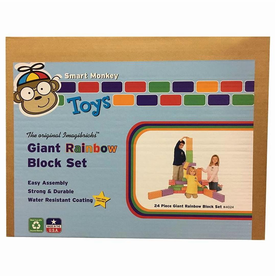 Smart Monkey Toys ImagiBRICKS Giant Rainbow Building Block Set, 24 Pieces