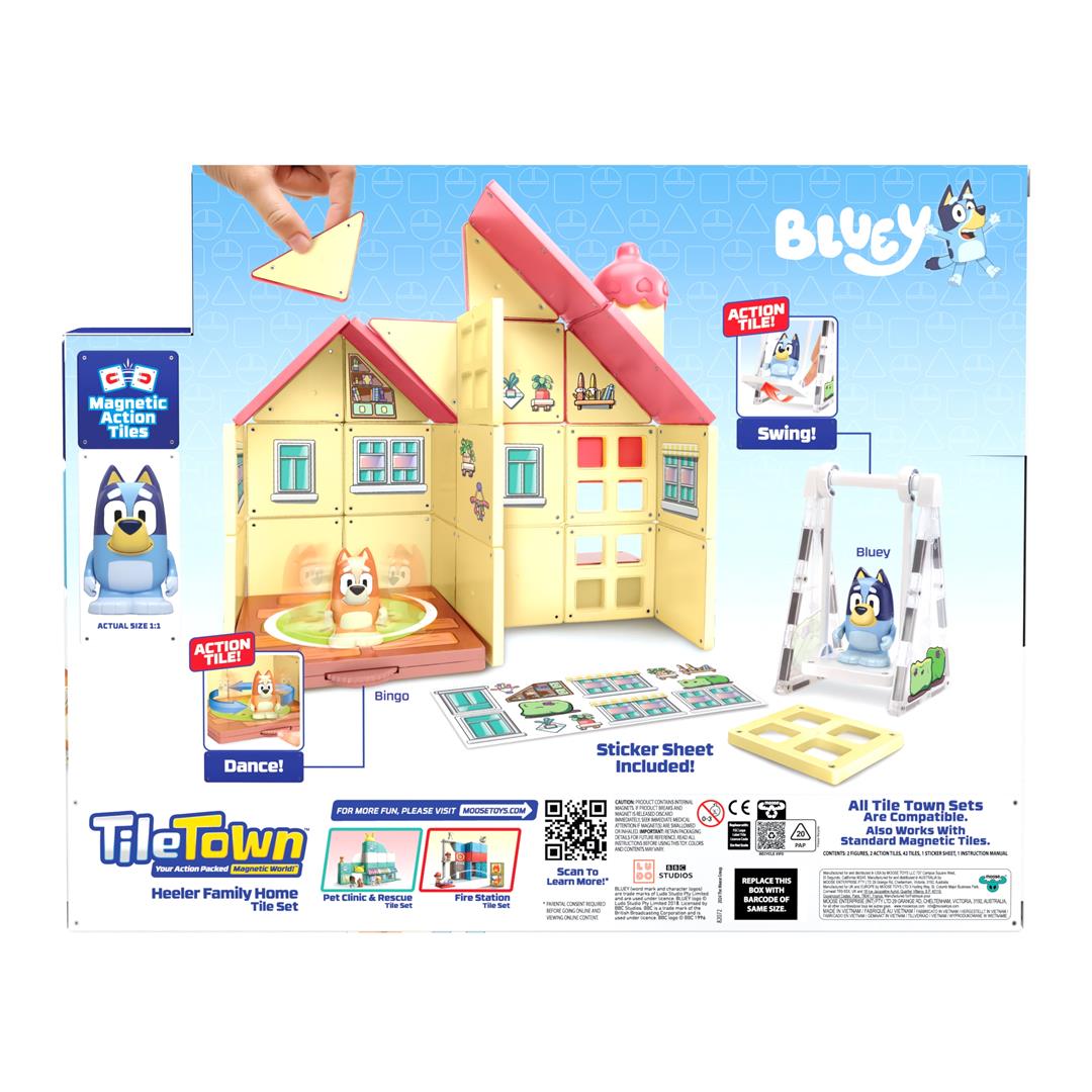 Tile Town Bluey Home Magnetic Tiles Construction Building Playset, Bluey and Bingo Figures, Ages 3+ - Image 2