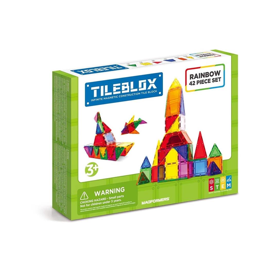 Tileblox Rainbow Multicolor Magnetic Tiles 42 Pieces