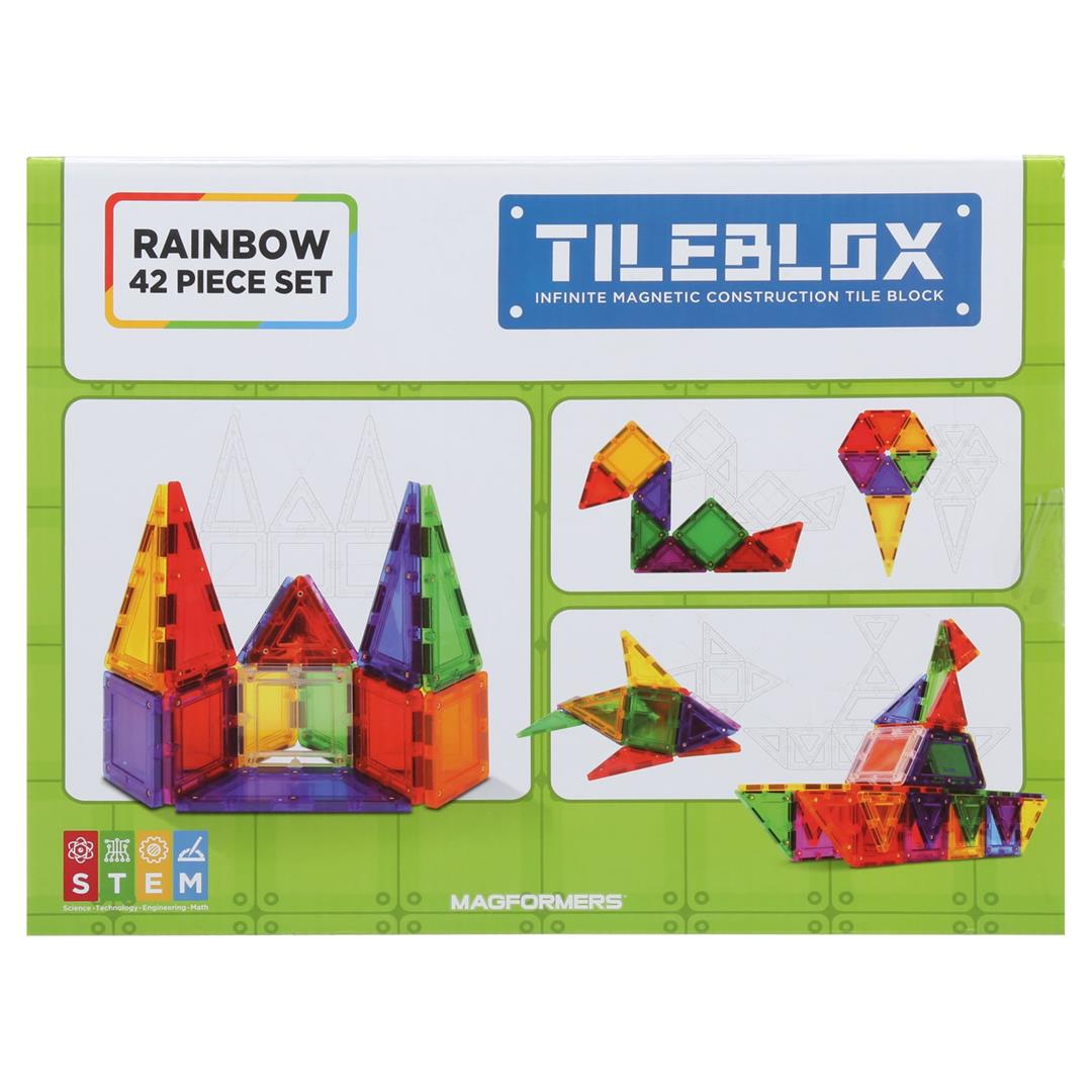 Tileblox Rainbow Multicolor Magnetic Tiles 42 Pieces - Image 2