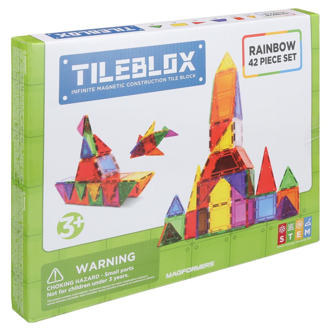 Tileblox Rainbow Multicolor Magnetic Tiles 42 Pieces - Image 4