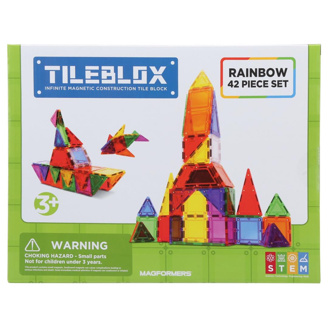 Tileblox Rainbow Multicolor Magnetic Tiles 42 Pieces - Image 6